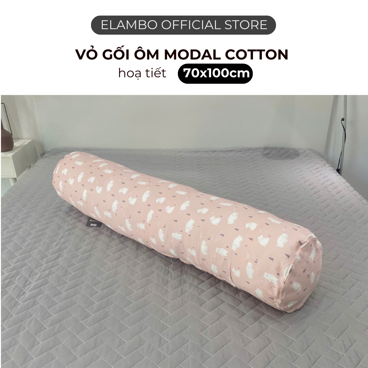 Vỏ gối ôm ELAMBO Modal & Cotton H482 Goi-om-H482