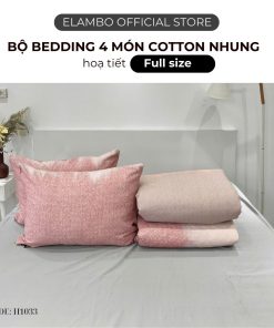 Bộ chăn ga ELAMBO  cotton nhung H1033