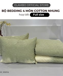 Bộ chăn ga ELAMBO  cotton nhung H1034